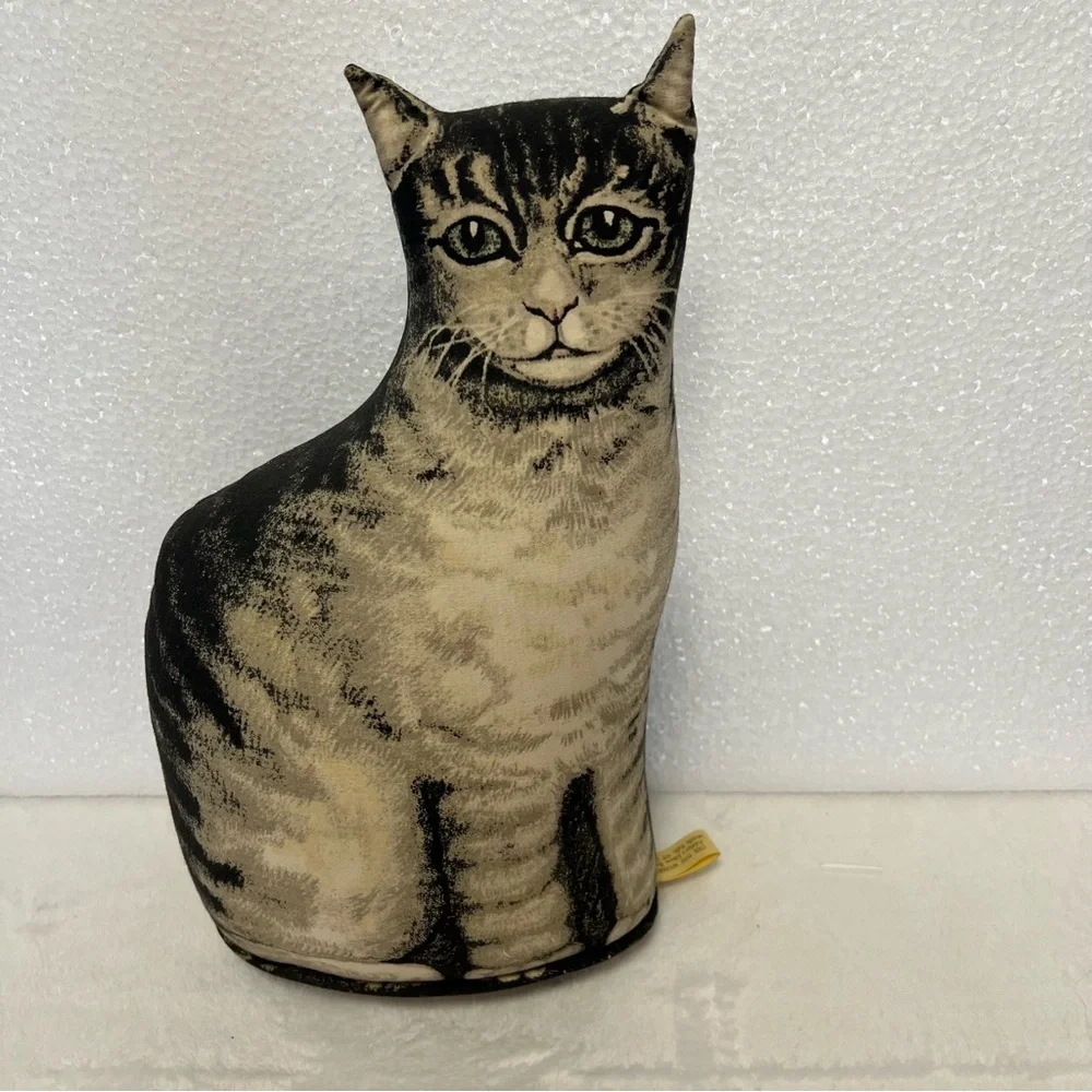 The Toy Works VTG Kitty Cat Tabby Striped Stuffed Pillow or Doorstop